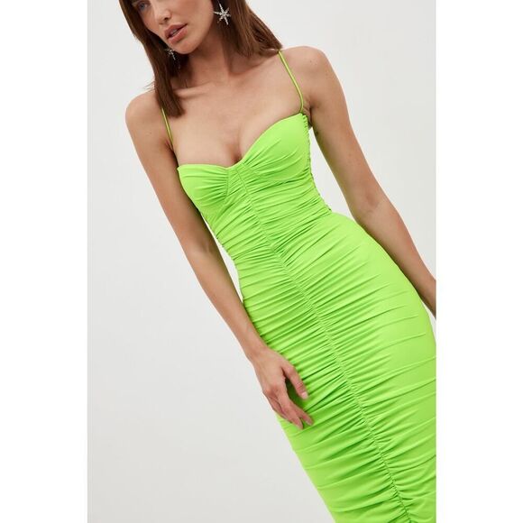 ALEX PERRY Everett Ruched Cup Dress Apple UK12/US8 - Picture 6 of 11